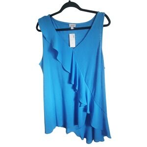 Avenue 18/20 Ruffle Tank Top 1X Sleeveless Casual Blouse 18/20 NWT RV $49